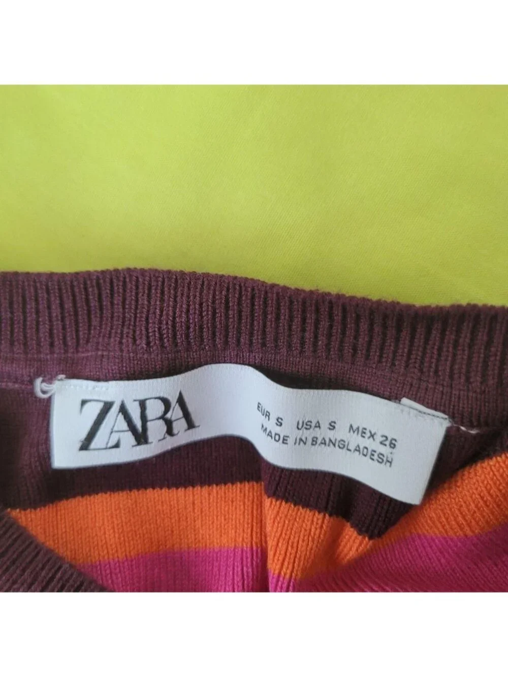 Zara Tangerine &amp; Bubblegum Contrast Knit Striped Summer Tank Top (S) - Picture 5 of 5